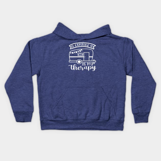 Camping Is My Therapy Camper RV Kids Hoodie by GlimmerDesigns